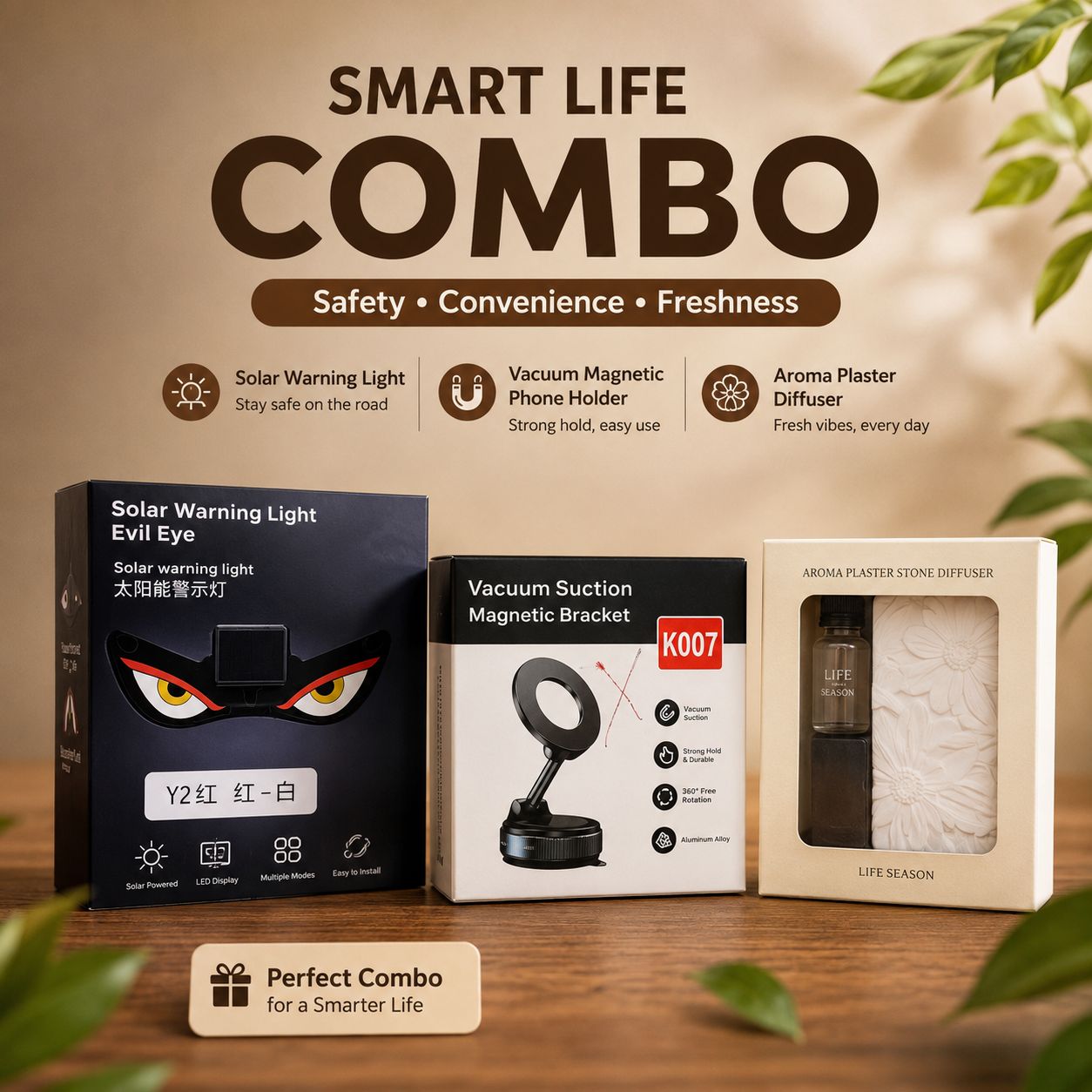 3 in 1 Combo (Evil eye, Mobile Holder and Car Diffuser Set)