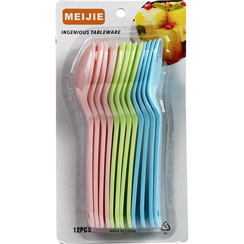 Meijie Ingenious Tableware – 12 PCS Colorful Reusable Plastic Spoon Set !