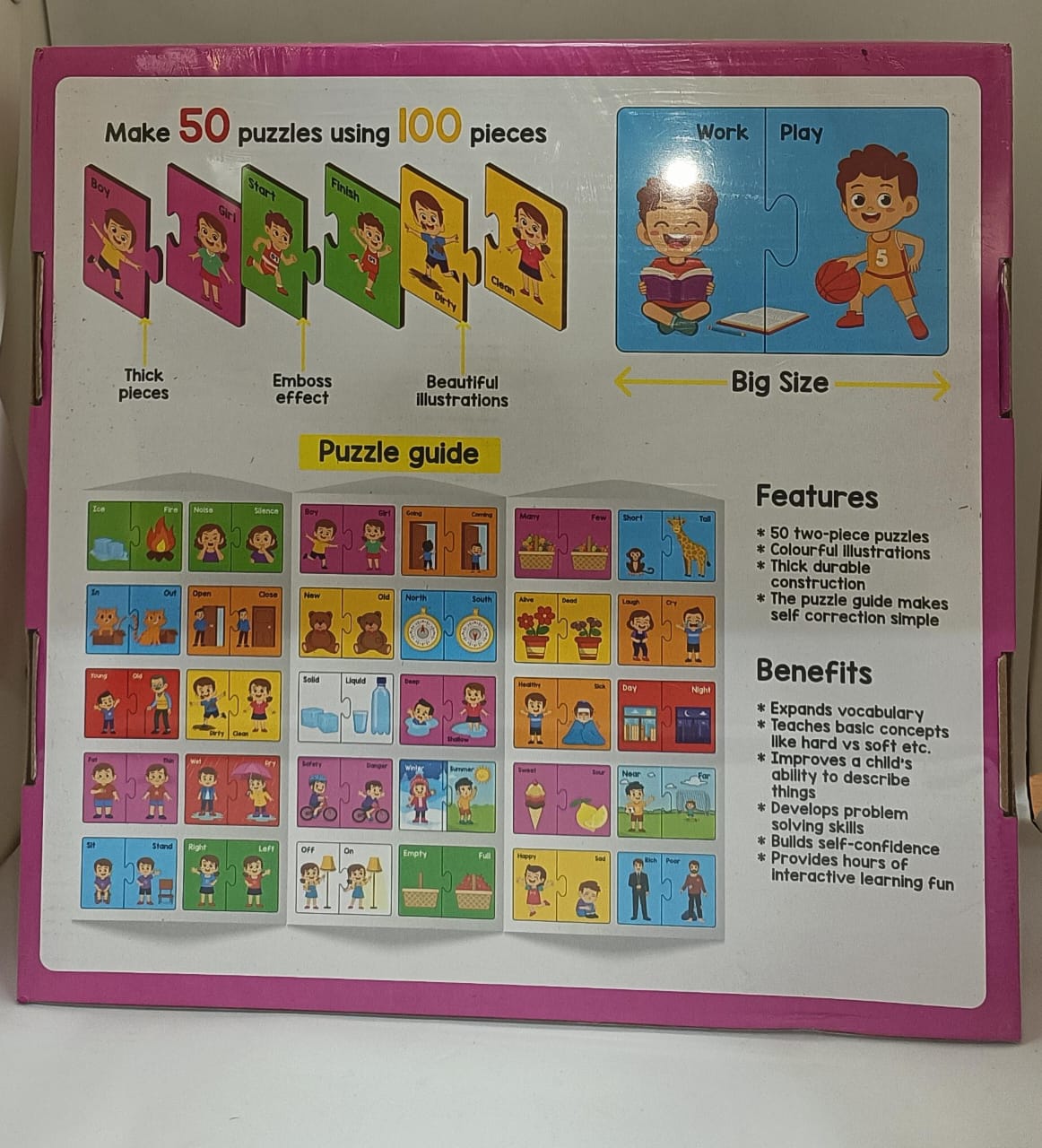 Play Panda Learning Puzzles - 50 Opposites (100 Pieces, Type 1, Ages 3+)