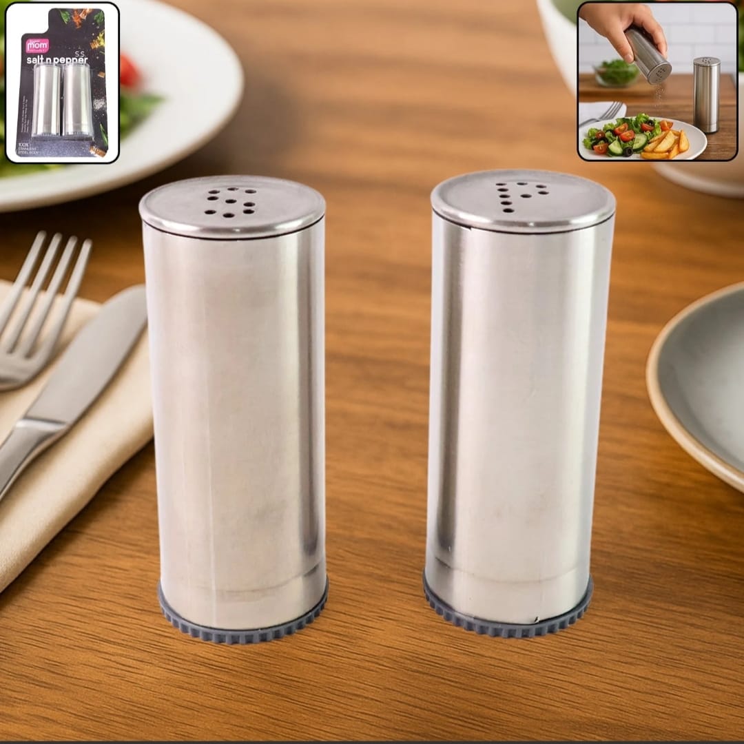 Stainless Steel Salt & Pepper Shaker – Modern Kitchen Seasoning Dispenser