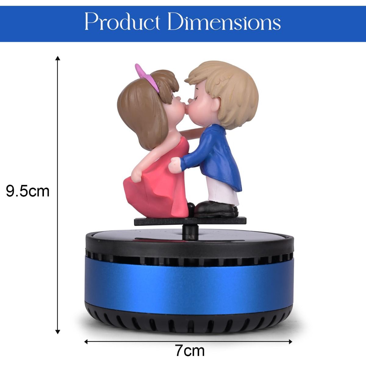 Solar-Powered Kissing Couple Car Air Freshener and Dashboard Ornament