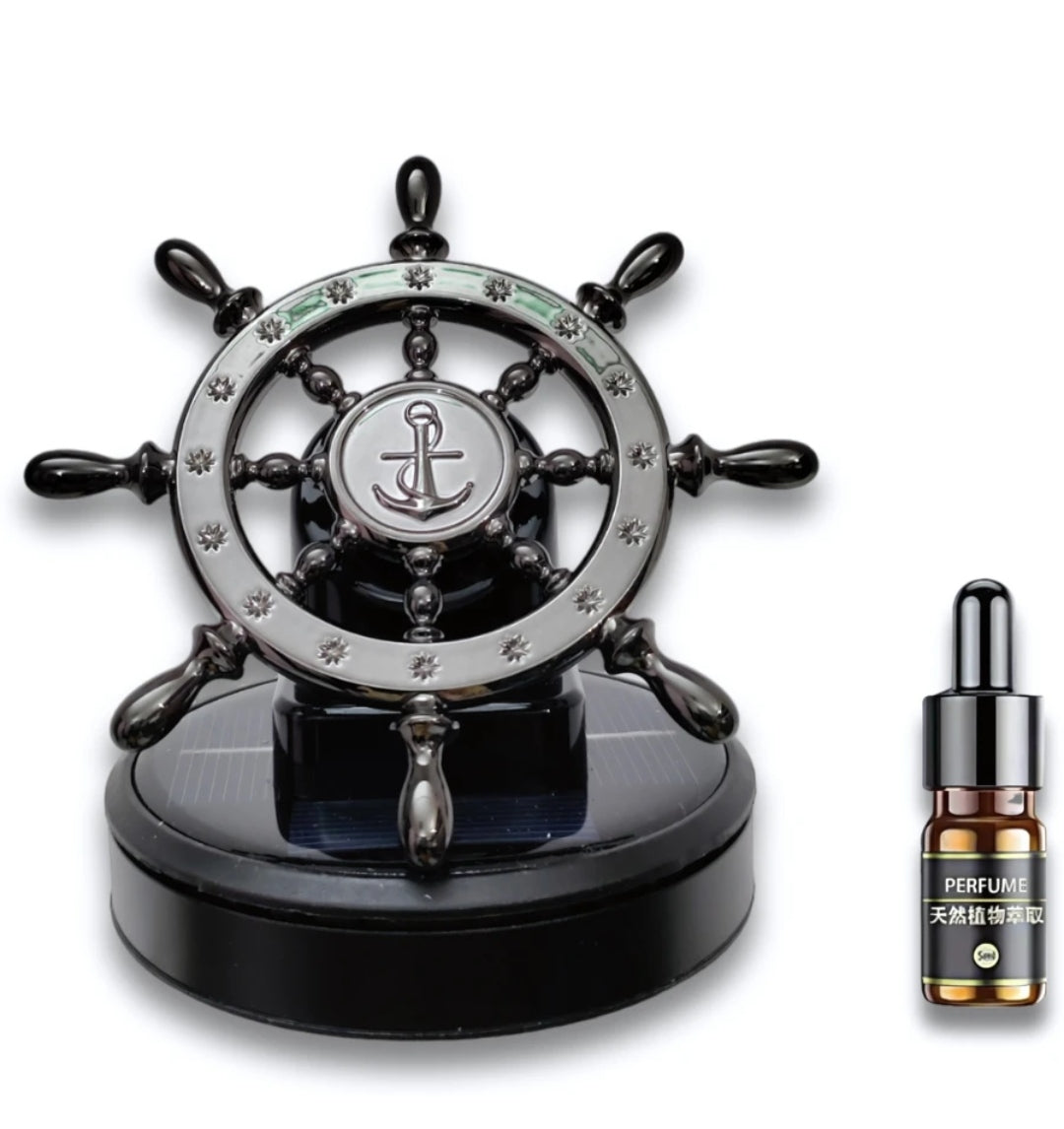 Solar-Powered Ship Steering Wheel Car Air Freshener
