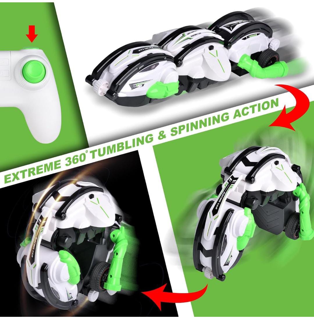 Transforming Stunt RC Car – 2-in-1 Remote Control Racer & Robot with 360° Spins and LED Lights