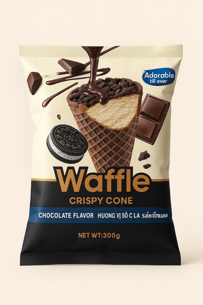Adorable Waffle Crispy Cone – Strawberry & Chocolate Flavour Delight