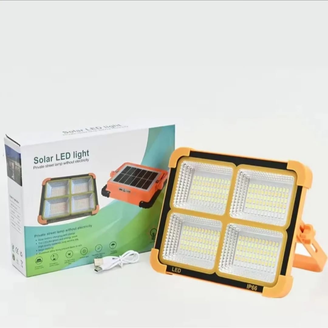 Ultra-Bright Solar LED Flood Light – 4 Panel Outdoor Waterproof Street Lamp (IP66) with USB Charging