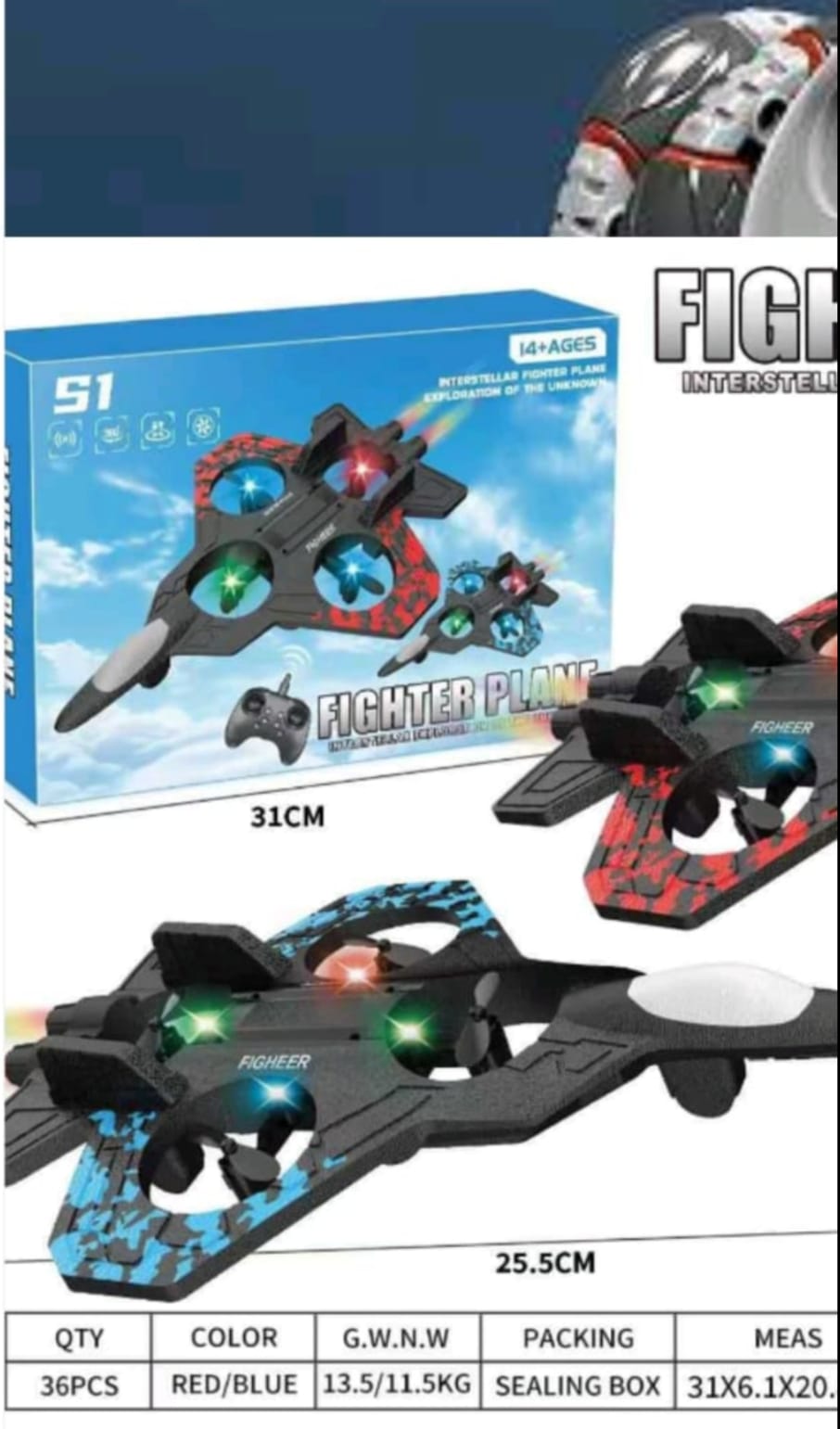 AeroForce™ RC Fighter Jet — 360° Stunt Plane with LED Lights & Rechargeable Remote Control