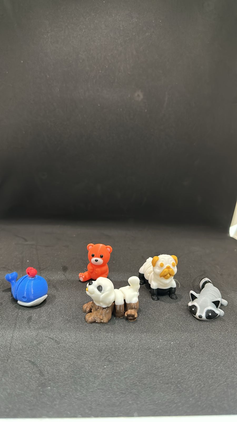 Adorable Mini Animal Figurines Set - Whale, Bear, Panda, Dog, and Raccoon"