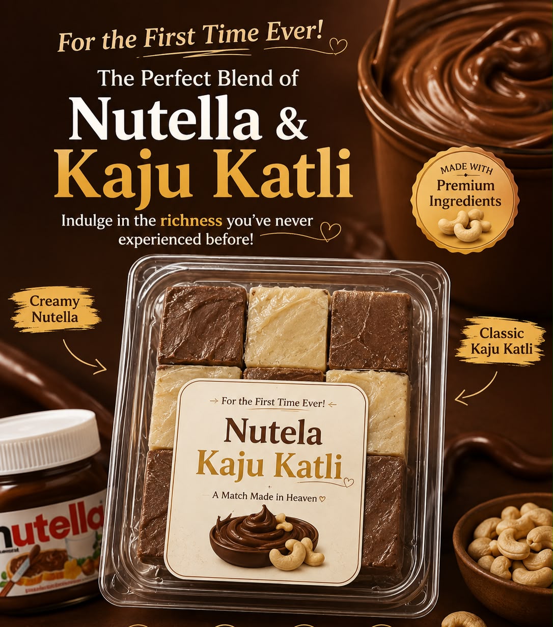 Handcrafted Chocolate Fudge ( Nutella ) Kaju Katli 100g – Creamy, Melt-in-Mouth Confectionery Box