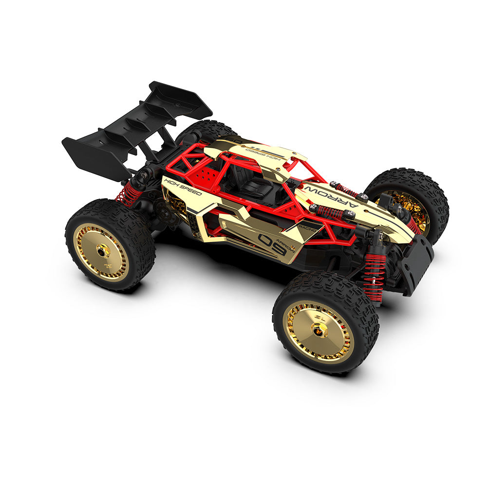 SULONG 1:14 Die-Cast High-Speed RC Car – Realistic Metal Off-Road Buggy for Collectors & Kids (Gold-Red)
