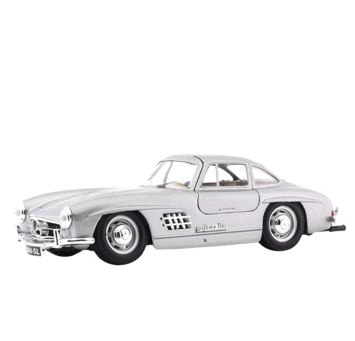Mercedes-Benz 300SL Gullwing Diecast Model Car – 1:64 Scale (Silver)