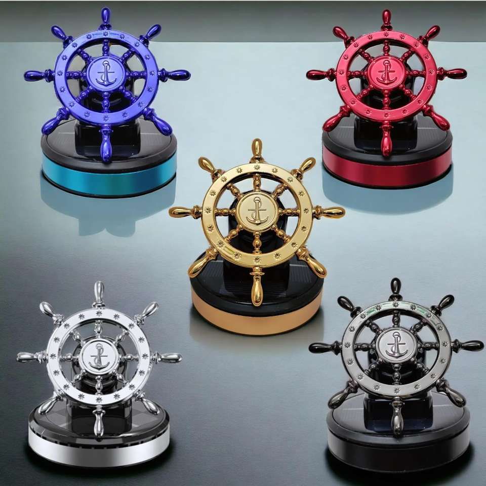 Solar-Powered Ship Steering Wheel Car Air Freshener