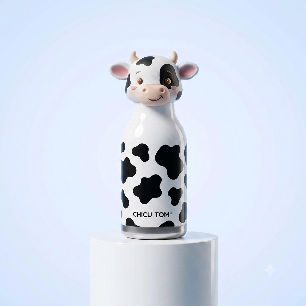 Cute Animal Character Insulated Stainless Steel Water Bottle for Kids & Adults (350ml / Leak-Proof)