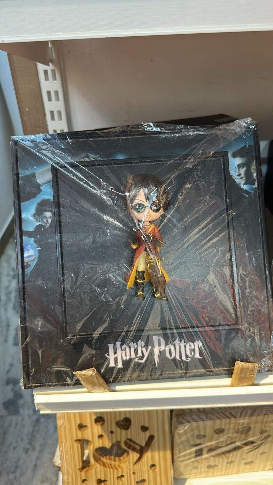 Spider-Man, Thor, and Harry Potter Collectible Figure Trio in Display Frame