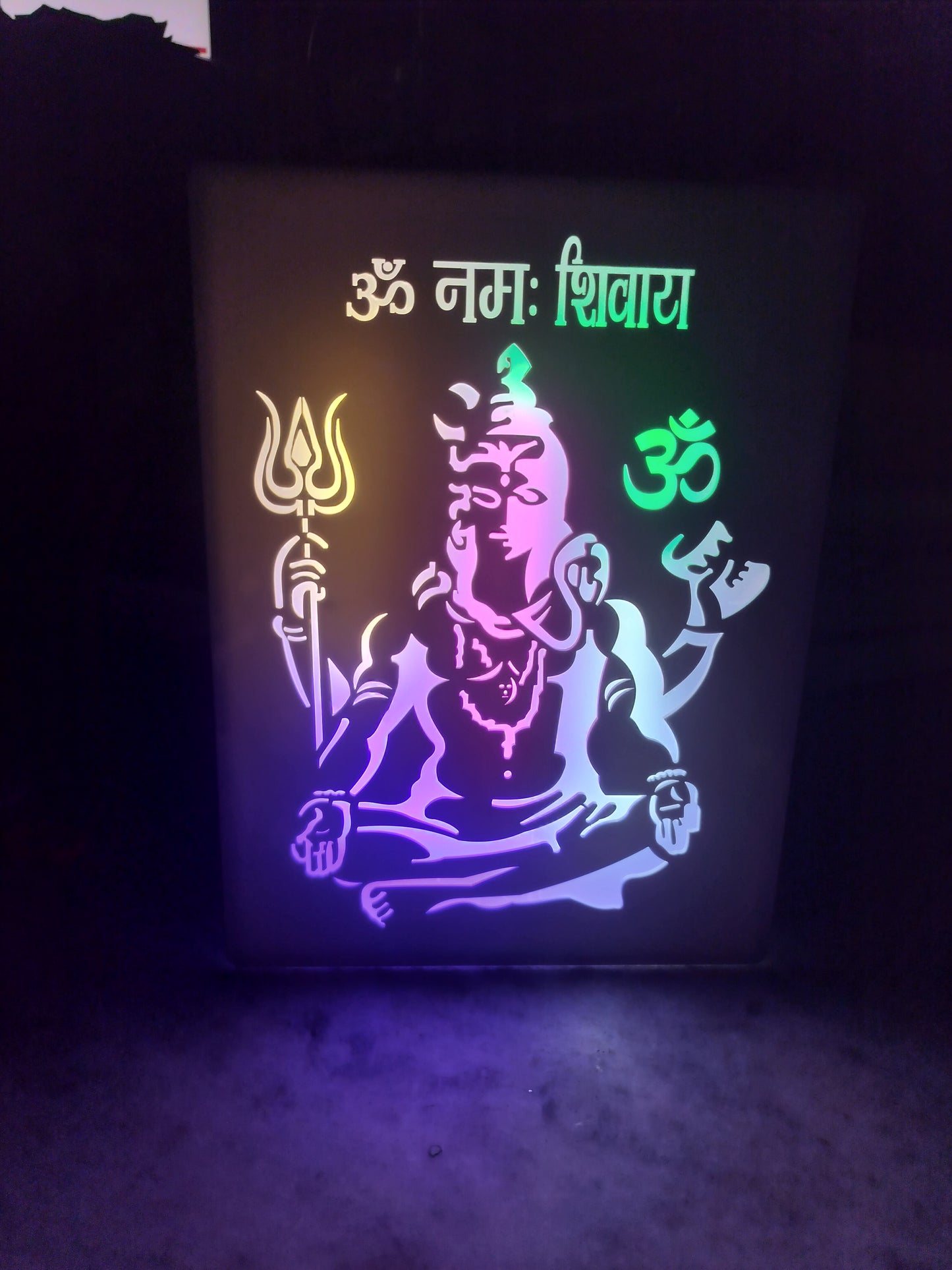 Om Namah Shivaya LED Wall Frame – Multicolor Light Shiva Decor