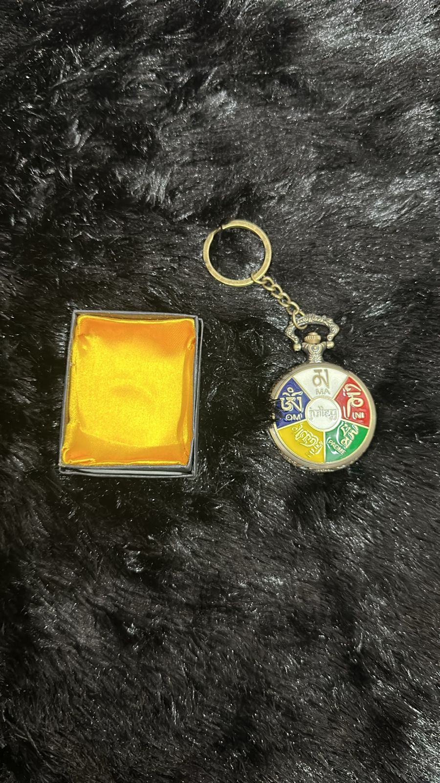 Tibetan Mantra Pocket Watch Keychain