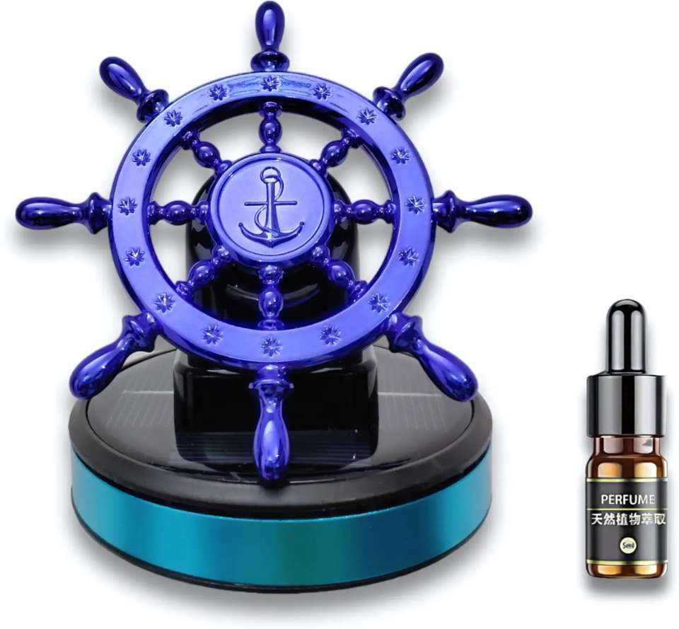 Solar-Powered Ship Steering Wheel Car Air Freshener