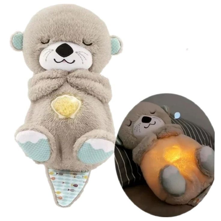 Sleep Breathing Teddy Bear Soft Toy with Light Sound
