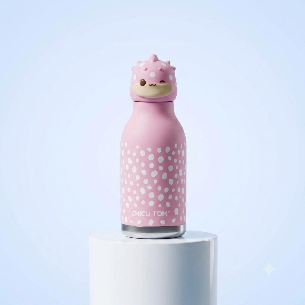 Cute Animal Character Insulated Stainless Steel Water Bottle for Kids & Adults (350ml / Leak-Proof)