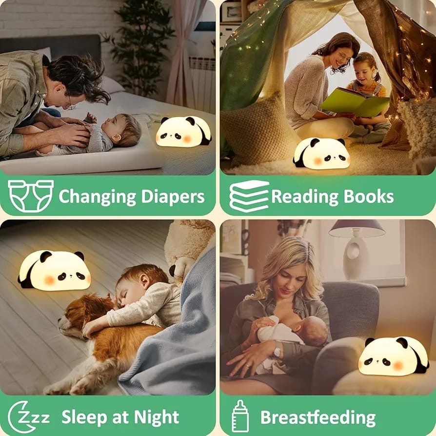 Sleeping Panda Touch Silicone Night Lamp – Rechargeable LED Bedside Lamp for Children's Bedroom, Romantic Decor, Valentine Day Gift, Love Gift for Her, Couple Gift