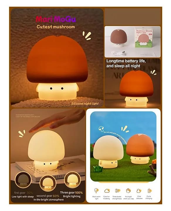 Mushroom Silicone Night Lamp Colour Changing Night Light for Kids Bedroom Children's Room Decoration