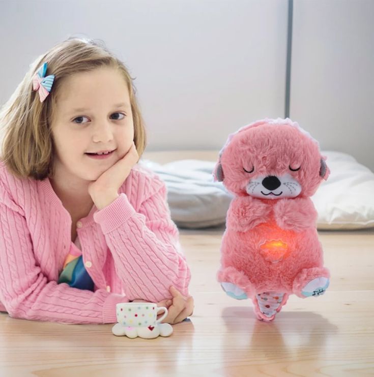 Sleep Breathing Teddy Bear Soft Toy with Light Sound