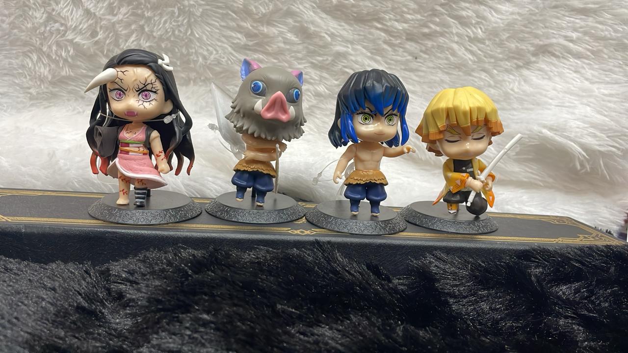 Demon Slayer Chibi Figures Set – Muichiro, Inosuke, Zenitsu, and Nezuko