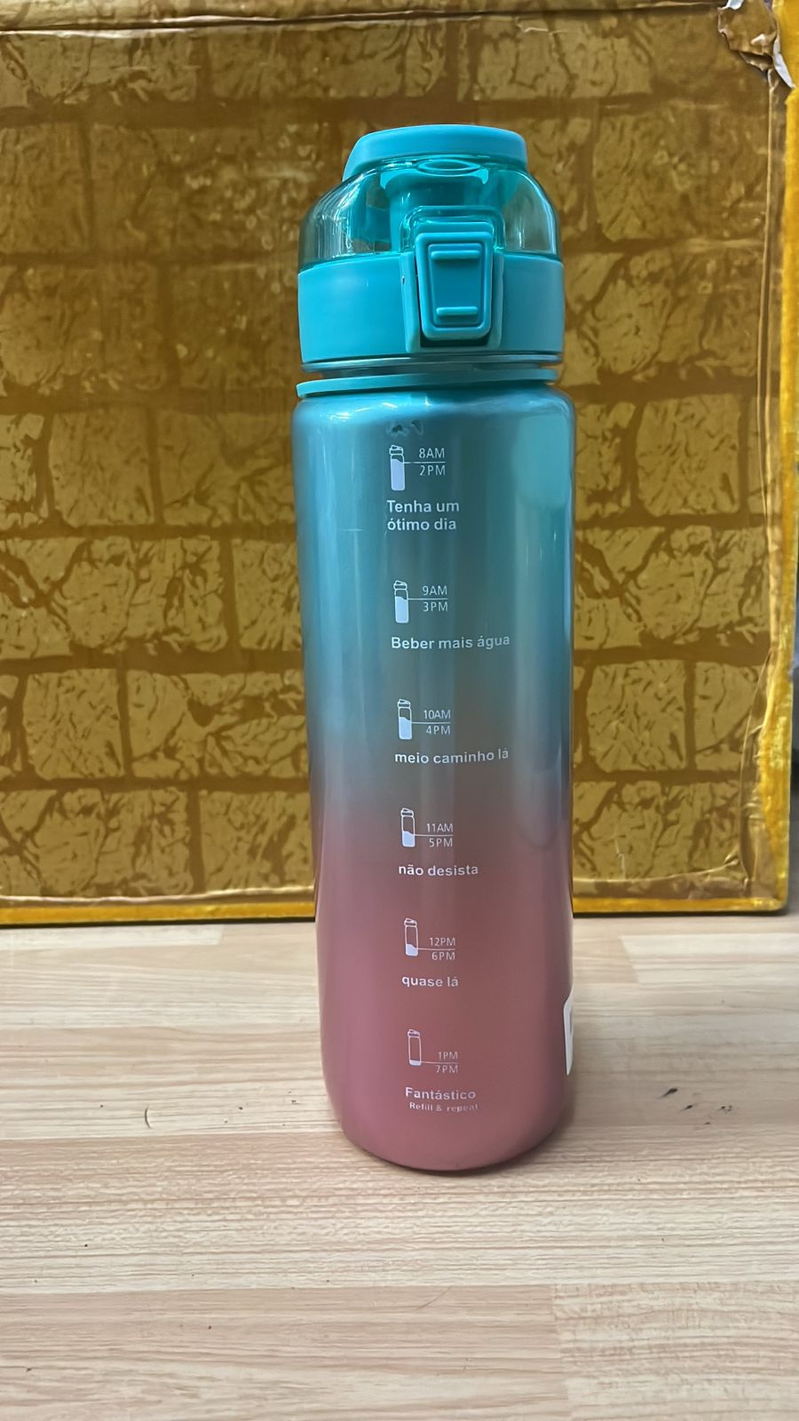 Motivational Time Marker Water Bottle - 32oz (Purple, Blue, Teal)