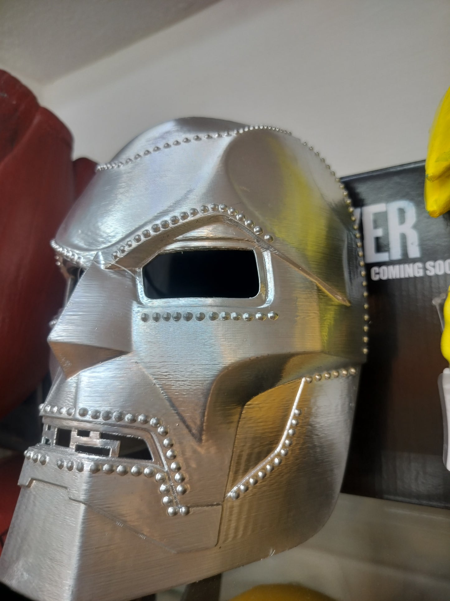 Doctor Doom Cosplay Mask – Metallic Silver Armor Style Villain Helmet