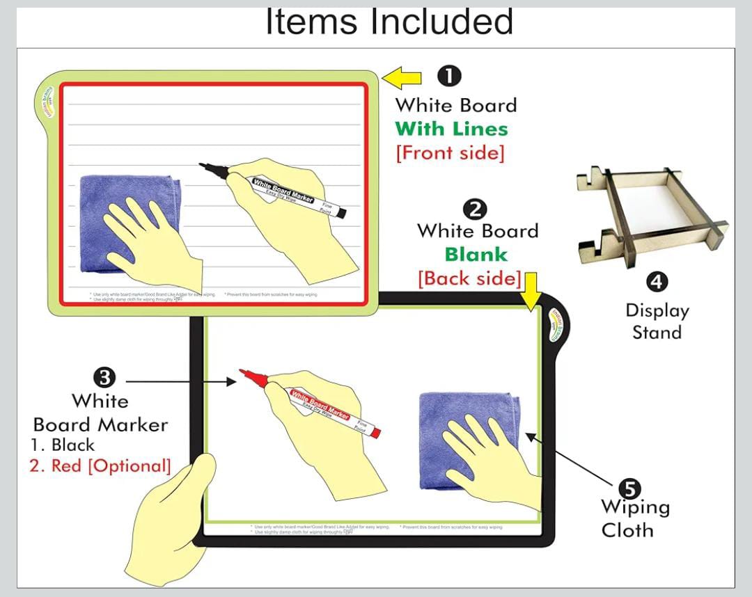 Indian Brains Dual-Sided Wooden Magnetic Whiteboard Kit