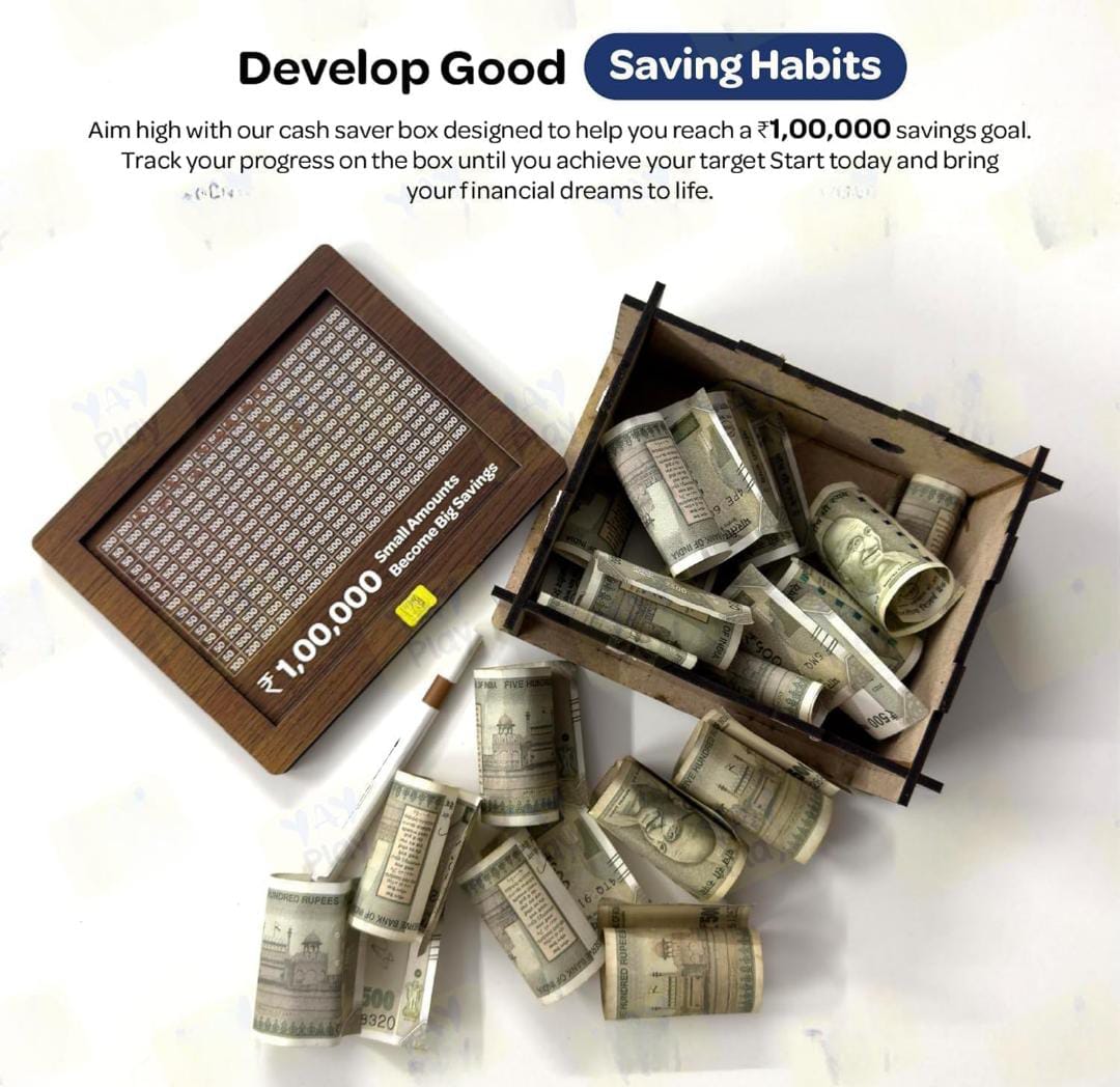 1,00,000 Smart Wooden Savings Challenge Box