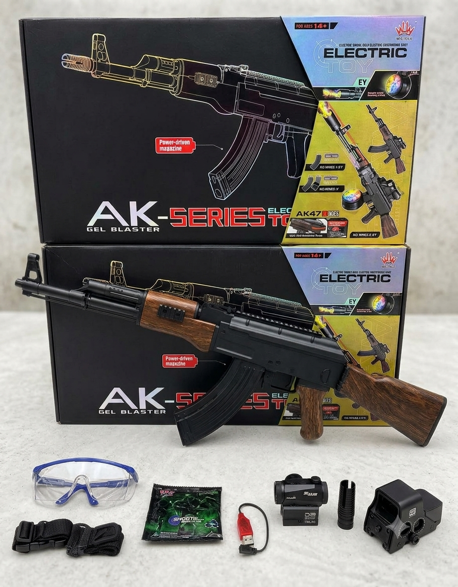 AK-Series Tactical Electric Gel Ball Blaster Gun – Complete Outdoor Battle Set