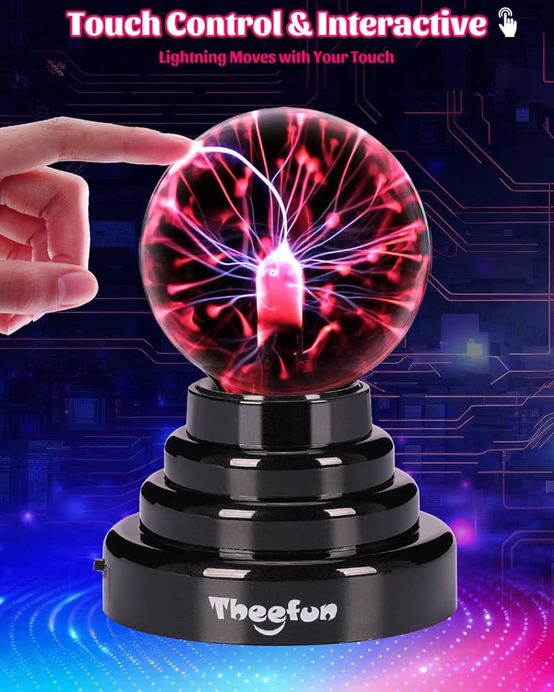 Interactive Touch-Sensitive Plasma Ball Lamp – Retro Nebula Lightning Globe for Desk, STEM Science Decor & Ambient Mood Light