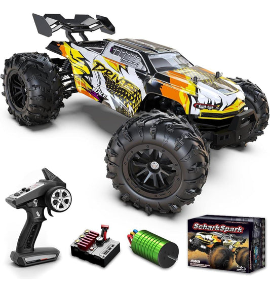 4WD Off-Road RC Car with Brushless Motor, 2.4Ghz Remote Control Monster Truck, LED Lights, Rechargeable Battery, Racing Buggy for Kids, Boys & Adults