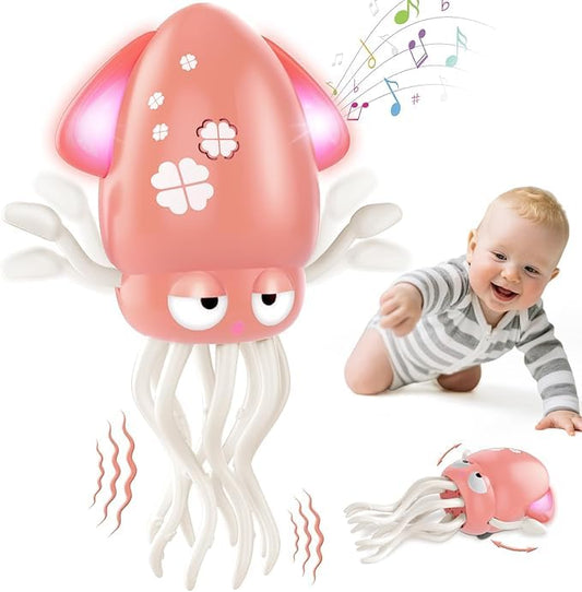 Octopus Toys for Kids, Key Operated Wind Up Jelly Fish Toys for Babies, Crazy 5-Leg Action Crawling Dancing Octopus Toy for Kids