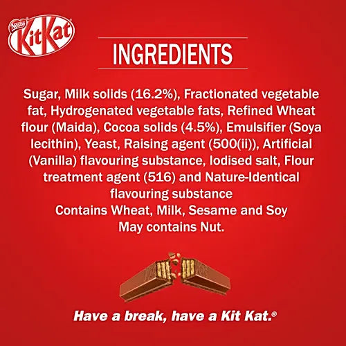 Nestle Kitkat Chocolate Coated Wafer Bar, 11.9 g