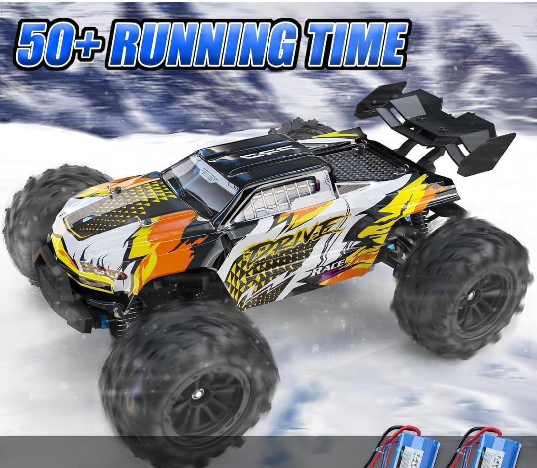 4WD Off-Road RC Car with Brushless Motor, 2.4Ghz Remote Control Monster Truck, LED Lights, Rechargeable Battery, Racing Buggy for Kids, Boys & Adults