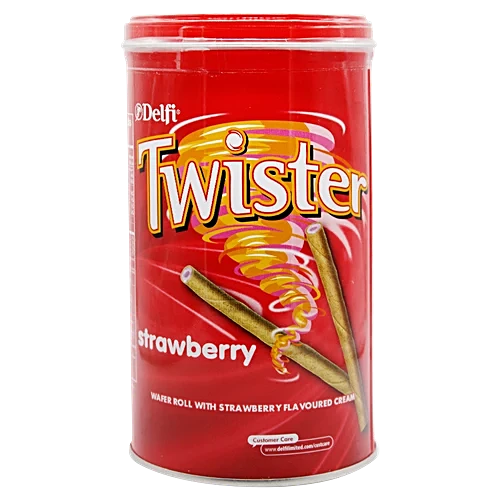 Delfi Twister Wafer Rolls - Strawberry Cream - 320g