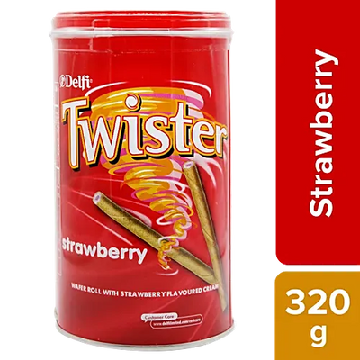 Delfi Twister Wafer Rolls - Strawberry Cream - 320g