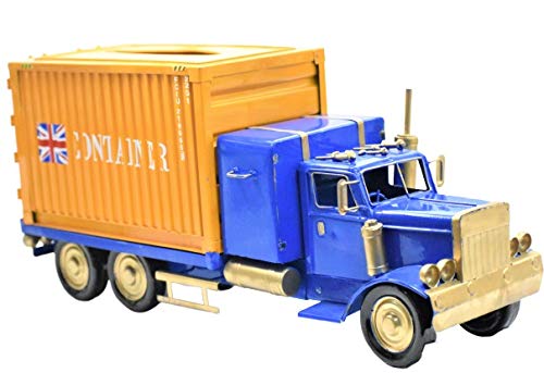 Metal Container Shape Tissue Box with Trainer Carrier Truck Showpiece for Home & Office Decor