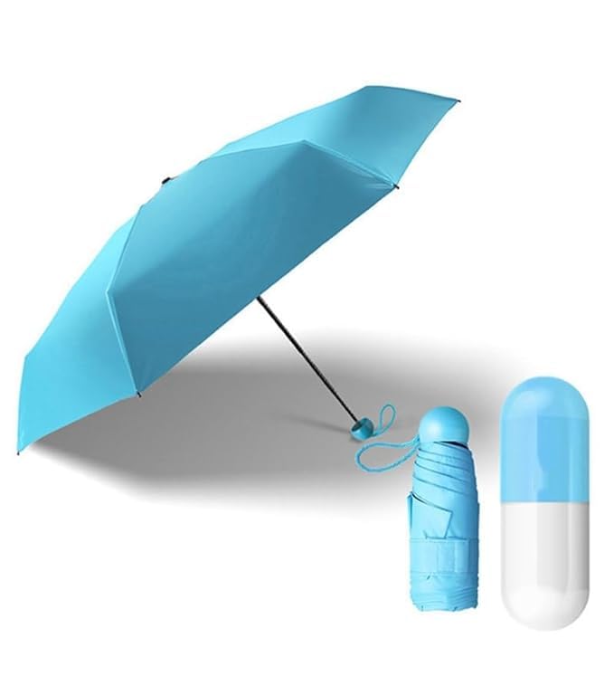 Capsule Umbrella | UV Protection Fabric, Anti-Slip Handle for Rain & Summer | Mini umbrella for Men Women (Multicolour)