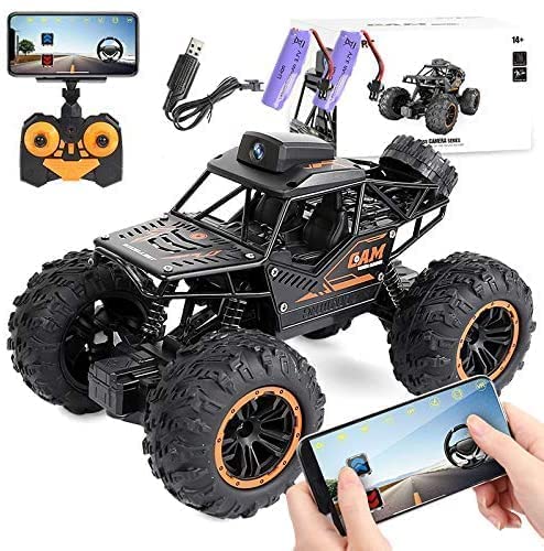Rock crawler camera car remote control -Rc Car with 720P Hd FPV WiFi Camera|2.4Ghz 1/18 Scale Off-Road Remote Control Truck Monstern |Multicolor