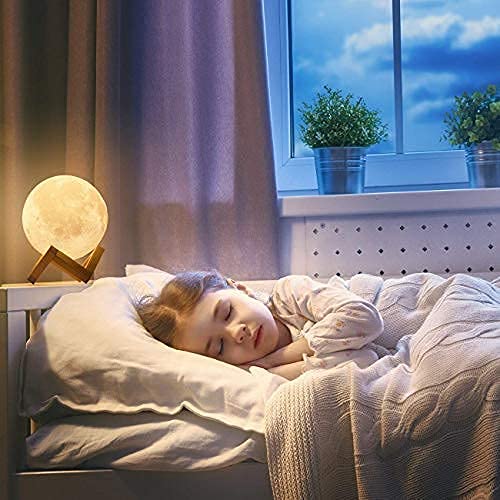 3D Moon Night Lamp – 10W Rechargeable with 7 Color Changing Features, 15CM – 10W Elegant Plastic Design for Beautiful Indoor Lighting in Bedrooms and Kids' Rooms | Gifts for Woman | Valentine