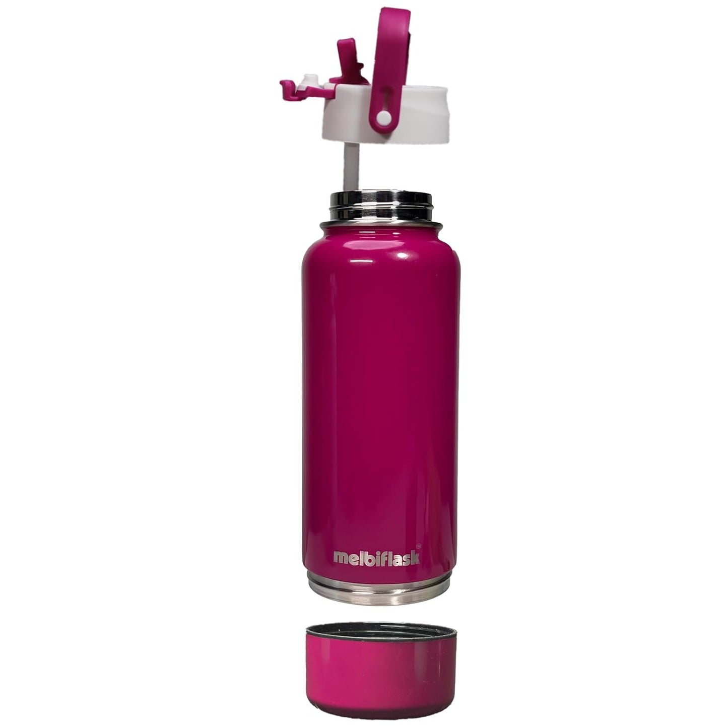 Melbify Stainless Steel | 2-In-1 Thermos Flask With Attached Snacks Container | 1 Litre | Melbisport Maroon | Dual Lid For Sip & Pour | Ideal For Sports, Travel, & Everyday Use