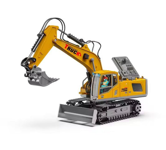 Avarin 1/18 Scale Rc Excavator 13 Channel Rc Excavator Truck Toys Metal Shovel, Remote Control Construction Vehicles Tractor, 2.4Ghz Boy Toy Gift for Kids and Adults, Multicolor