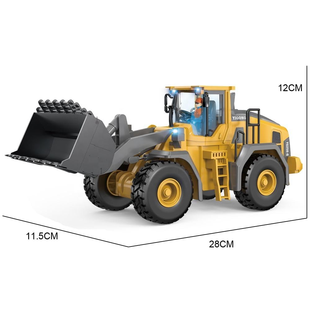 Rc Bulldozer Toys - Remote Control Bulldozer Trucks Toys - Metal Remote Control Electric Tractor Loader with Light and Sound toy