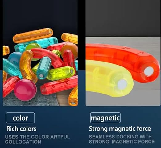 Light Magnetic Blocks - ,3D Clear Educational STEM Building Toys, Magnetic Marble Run Blocks