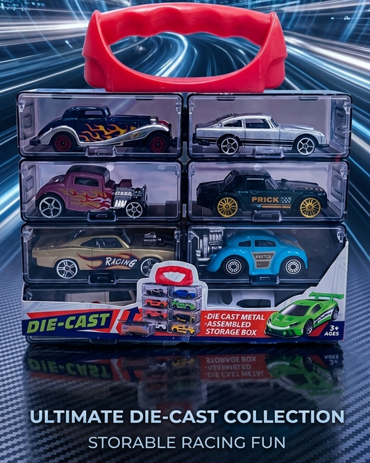 Ultimate Die-Cast Racing Car Collection with Portable Storage Case