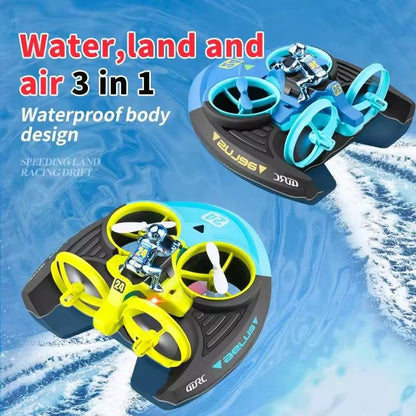 TriRider 3-in-1 RC Flying Car Toy | Air, Land & Water Remote Control Vehicle | RC Car + Boat + Jet Plane | Rechargeable | All-Terrain Adventure Toy for Kids & Boys (6+ Years) DRONE