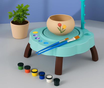 Ceramic Painting Kit with Electric Pottery Table, Ages 6+, Includes Paints and Brushes, Creative Art Toy