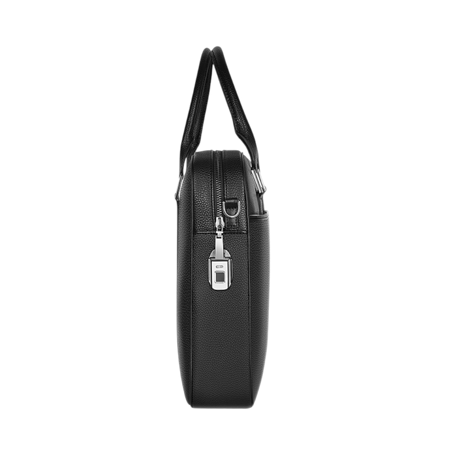 WIWU Waterproof Fingerprint Lock Leather Briefcase, Black,16 inch Laptop bag
